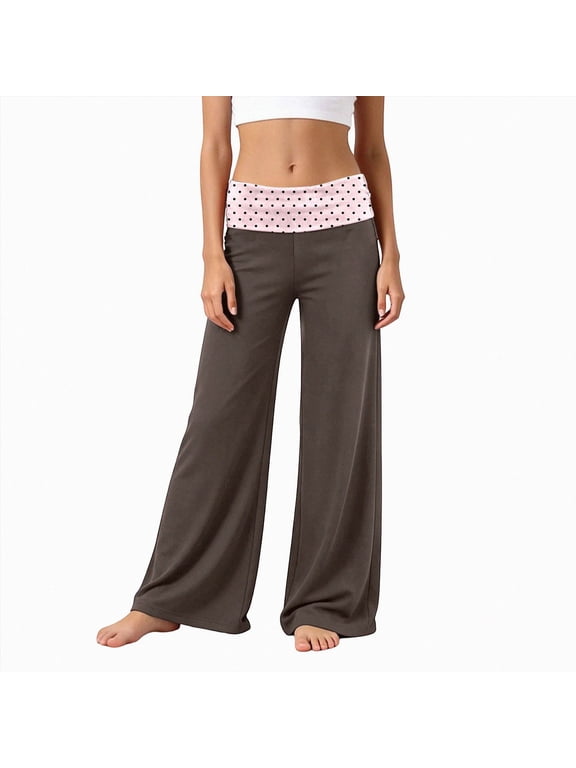 Girl's Polka Dots Fold Over Baggy Sweatpants Wide Leg Y2k Pants,Size 13-14 Years