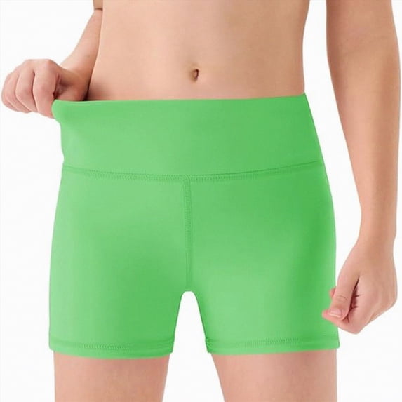 Xyant Girls Athletic Shorts Kids High Waisted Yoga Dance Biker Shorts Comfy Gymnastics Volleyball Shorts for Girls (Green,13-14 Years)