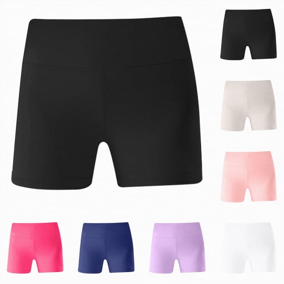 Xyant Girls Athletic Shorts Kids Workout High Waisted Volleyball Shorts Girls Yoga Dance Bike Gymnastics Shorts (Black,9-10 Years)