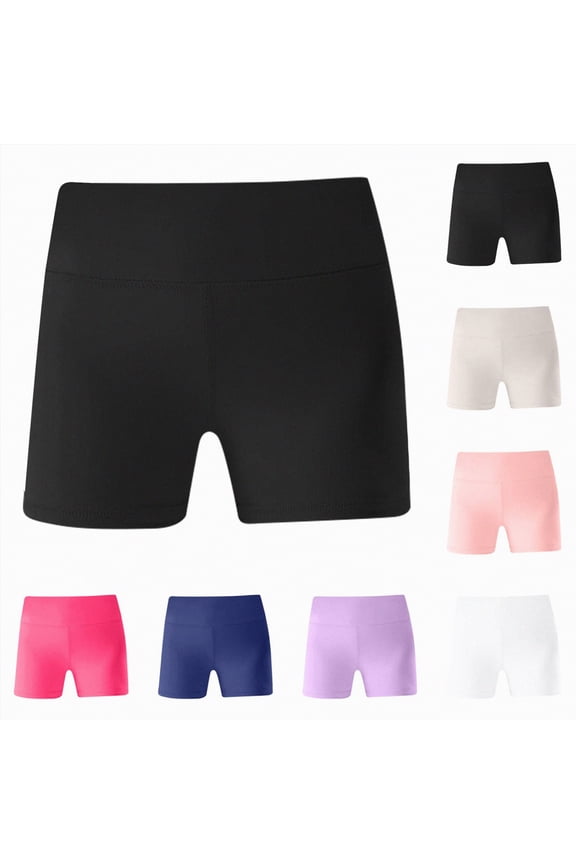 Girls Athletic Shorts Kids Workout High Waisted Volleyball Shorts Girls Yoga Dance Bike Gymnastics Shorts (Black,9-10 Years)