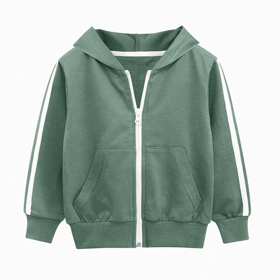 Xyant Girls Boys Athletic Zip Up Hoodie Sweatshirt Fleece Hooded Zipper Sweatshirt School Outerwear Coat for Toddler Kids (Green,7-8 Years)
