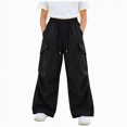 thumbnail image 1 of Xyant Girls Cargo Pants Y2K Baggy Streetwear for Kids Elastic Waist&Ankle Multi Pockets Casual Jogger Pants 5-16Y (Black,5-6 Years), 1 of 4