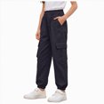 thumbnail image 1 of Xyant Girls Cargo Pants Y2K Baggy Streetwear for Kids Elastic Waist&Ankle Multi Pockets Casual Jogger Pants 5-16Y (Black,5-6 Years), 1 of 3