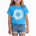 thumbnail image 1 of Xyant Girls Cotton T-shirts Short Sleeve Summer Shirts Casual Crew Neck Graphic Tees Tshirt for Girls (Blue,5-6 Years), 1 of 4