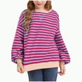 thumbnail image 1 of Xyant Girls Crewneck Oversized Sweatshirt Cotton Long Sleeve Sweatshirts for Girls Striped Color Block Tops (Pink,11-12 Years), 1 of 4