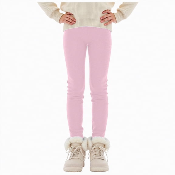 Xyant Girls Fleece Lined Leggings Winter Thermal Warm Clothes Running Thick Pants Cold Weather for Kids Toddler (Pink,13-14 Years)