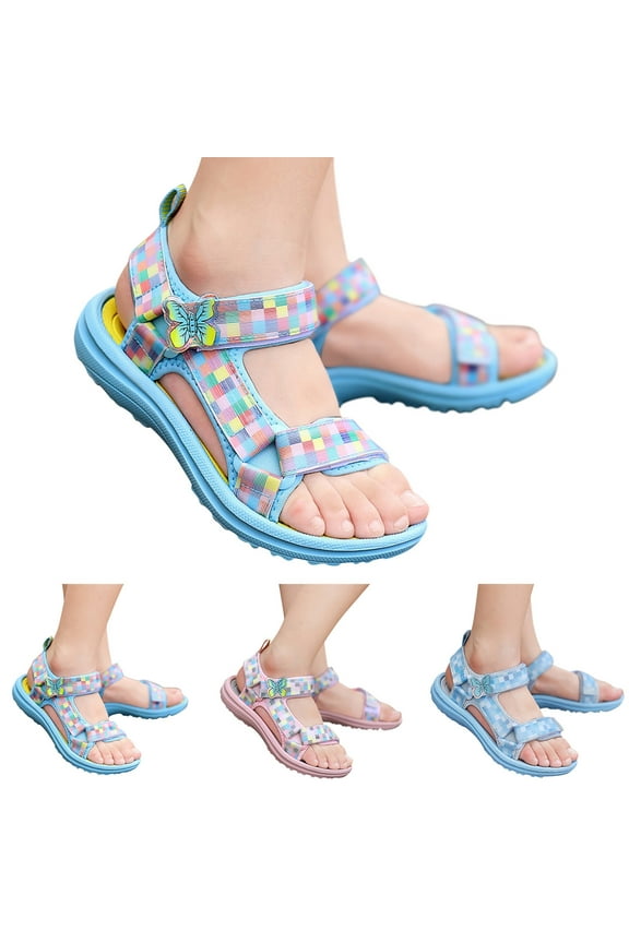 Girls Hiking Sandals Kids Adjustable Straps Open Toe Thick Soled Sport Sandals Toddler Fashion Breathable Lightweight Summer Beach Outdoor Shoes (Toddler/Little Kid/Big Kid) Blue,10.5