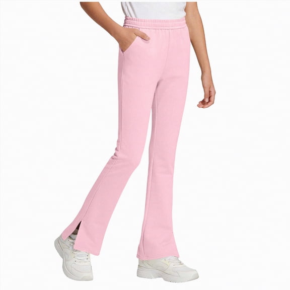 Xyant Girls Leggins Bell Bottom High Waisted Dance Yoga Kids Flared Pants (Pink,7-8 Years)