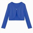 thumbnail image 1 of Xyant Girls Open Front Cardigan Kids Girls Shrug Children Knit Long Sleeve Bolero for Girls with Button Closure (Blue,13-14 Years), 1 of 7