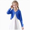 thumbnail image 1 of Xyant Girls Open Front Shrug Cardigan Kids Children Knit Long Sleeve Girls Bolero with Button Closure (Blue,13-14 Years), 1 of 7