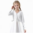 thumbnail image 1 of Xyant Girls Open Front Shrug Cardigan Kids Children Knit Long Sleeve Girls Bolero with Button Closure (White,13-14 Years), 1 of 7