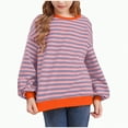 thumbnail image 1 of Xyant Girls Oversized Sweatshirt Striped Color Block Sweatshirts Crew Neck Long Sleeve Shirt Casual Loose Pullover Fall Winter Tops (Yellow,13-14 Years), 1 of 4