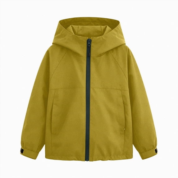 Xyant Girls Rain Jacket Boys Sportswear Water Resistant Hoodie Kids Toddler Lightweight Raincoats Windbreaker Outdoor (Yellow,11-12 Years)