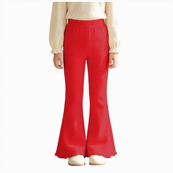 Xyant Girls Ribbed Knit Flare Leggings Elastic High Waist Bell Bottoms Bootcut Kids Stretchy Spring Fall Uniform Pants,Size 4-5 Years