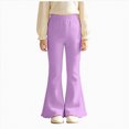 thumbnail image 1 of Xyant Girls Ribbed Knit Flare Leggings Elastic High Waist Bell Bottoms Bootcut Kids Stretchy Spring Fall Uniform Pants,Size 7-8 Years, 1 of 8