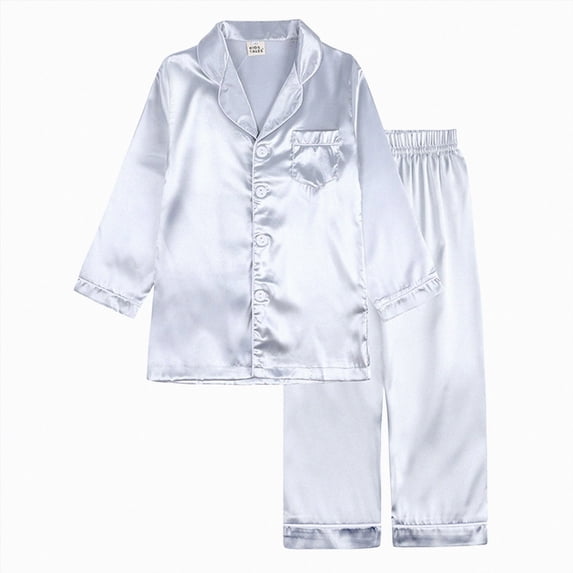 Xyant Girls Satin Pajamas Button-Down Silk Pjs Set for Girls Long Sleeve 2 Pieces Sleepwear Size 12-13 Years