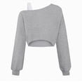 thumbnail image 1 of Xyant Girls Shirts Asymmetrical Long Sleeve Crop Top Cute One Shoulder Fall Winter Basic Tee Shirts (Grey,13-14 Years), 1 of 5