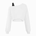thumbnail image 1 of Xyant Girls Shirts Asymmetrical Long Sleeve Crop Top Cute One Shoulder Fall Winter Basic Tee Shirts (White,13-14 Years), 1 of 5