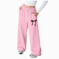 thumbnail image 1 of Xyant Girls Sweatpants Fleece Lined Wide Leg Sweat Pants Cotton Elastic Waisted Trousers with Pockets (Pink,11-12 Years), 1 of 4