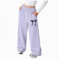 thumbnail image 1 of Xyant Girls Sweatpants Fleece Lined Wide Leg Sweat Pants Cotton Elastic Waisted Trousers with Pockets (Purple,3-4 Years), 1 of 4