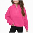 thumbnail image 1 of Xyant Girls' Sweatshirts Half Zipper Pullover Crop Tops for Teen Girls Long Sleeve Sweater Thumb Hole Sweatshirts for Girls (Hot Pink,7-8 Years), 1 of 6