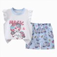 thumbnail image 1 of Xyant Girls Toddler Baby Summer Clothes 3 6 12 18 24 Months 2T 3T 4T 5T Girls Outfits 2Pcs Floral Print Sleeveless Tank Tops and Shorts Set (Blue,12-18 Months), 1 of 4