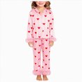 thumbnail image 1 of Xyant Girls Valentines Pajamas Satin Pajama Set Silk Pjs Long Sleeve Button Down Heart Sleepwear Loungewear Sets for Toddler Kids,Size 10 Years, 1 of 6
