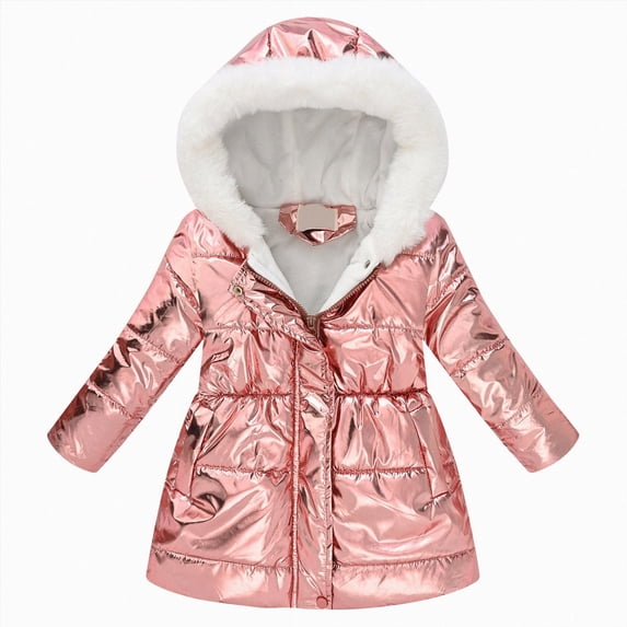 Xyant Girls Winter Coat Jacket with Hooded Long Puffer Jacket Flower Print Warm Outdoor Coats for Kids (Pink,9-10 Years)