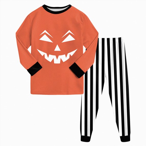 Xyant Halloween Pajamas Toddler Boy Pumpkin Ghost Pjs Set Kids 2 Piece Long Sleeve Soft Cotton Sleepwear,Size 2-3 T