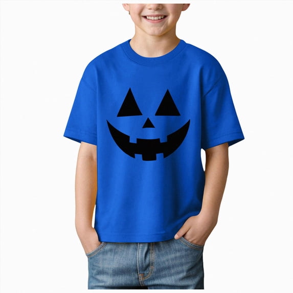 Xyant Halloween Shirts Boys Girls Pumpkin/Ghost Tshirts Kids Toddler Cotton Short Sleeve Tees Halloween T Shirts Boys Girls,Size 2-14 Years