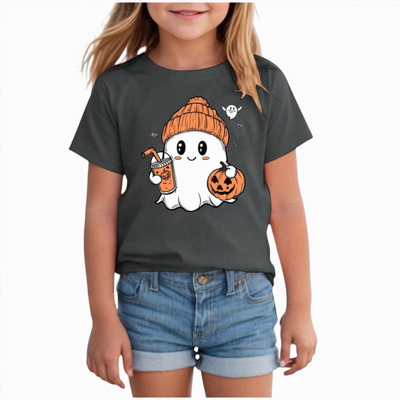 Xyant Halloween Shirts for Toddlers, Boys Girls Funny Pumpkin Ghost Short Sleeve Tee Shirt Kids Cute Print Top,Size 12-18 Months