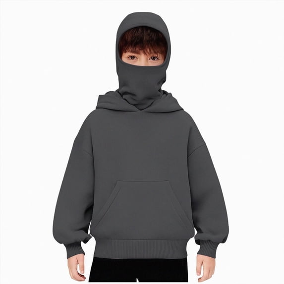 Xyant Hoodie for Boys Girls Kids Zip Up Hooded Sweatshirts Double Layer Hoodies Plus Size Windproof Jackets (Dark Gray,10-11 Years)