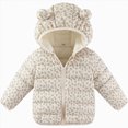 thumbnail image 1 of Xyant Infant Baby Cute Cartoon Print Winter Jacket Bear Ear Hood Warm Puffer Coat for Toddler Boys Girls 12M-6T (Beige,12-18 Months), 1 of 6