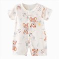 thumbnail image 1 of Xyant Infant Boy Clothes 0 3 6 9 12 18 24 Months Baby Girl Summer Romper Cotton Short Sleeve Thin Crawling Suit Baby Onesie Ha Outfits (Brown,12-18 Months), 1 of 4