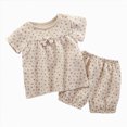 thumbnail image 1 of Xyant Infant Toddler Baby Girl Summer Clothes 3 6 12 18 24 Months 2T 3T 4T 5T Girls Outfits Short Sleeve T Shirt Tops Newborn Rolled Shorts Outfit Set (Yellow,4-5 Years), 1 of 5