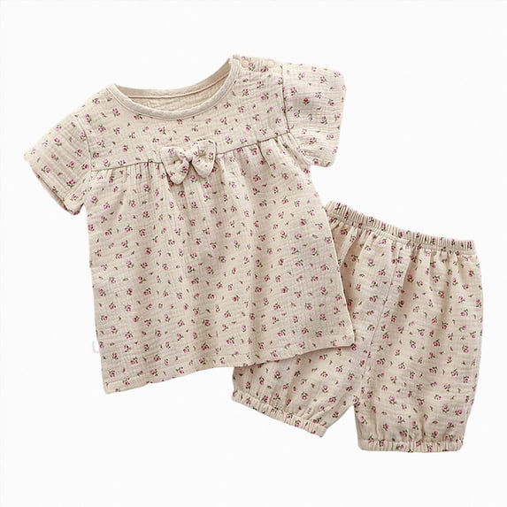 Xyant Infant Toddler Baby Girl Summer Clothes 3 6 12 18 24 Months 2T 3T 4T 5T Girls Outfits Short Sleeve T Shirt Tops Newborn Rolled Shorts Outfit Set (Yellow,4-5 Years)