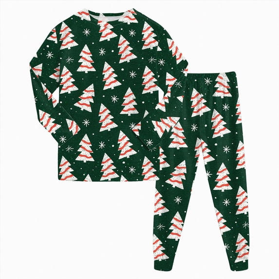 Xyant Kid Christmas Pajamas, Boys Girls Long Sleeve Soft Cotton Pjs Set Toddler 2 Piece Sleepwear Size 8-9 Years
