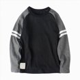 thumbnail image 1 of Xyant Kids Boy Long Sleeve Shirts Casual Cotton Crewneck Solid Raglan Tee Tops Blouse Fall Winter T Shirt for Boys (Black,4-6 Years), 1 of 3