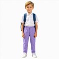 thumbnail image 1 of Xyant Kids Boys School Uniform Pants Casual Straight Leg Pull-On Pant Elastic Waist Flat Front Pants (Purple,7-8 Years), 1 of 7