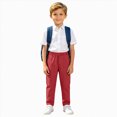 thumbnail image 1 of Xyant Kids Boys School Uniform Pants Casual Straight Leg Pull-On Pant Elastic Waist Flat Front Pants (Wine,7-8 Years), 1 of 7
