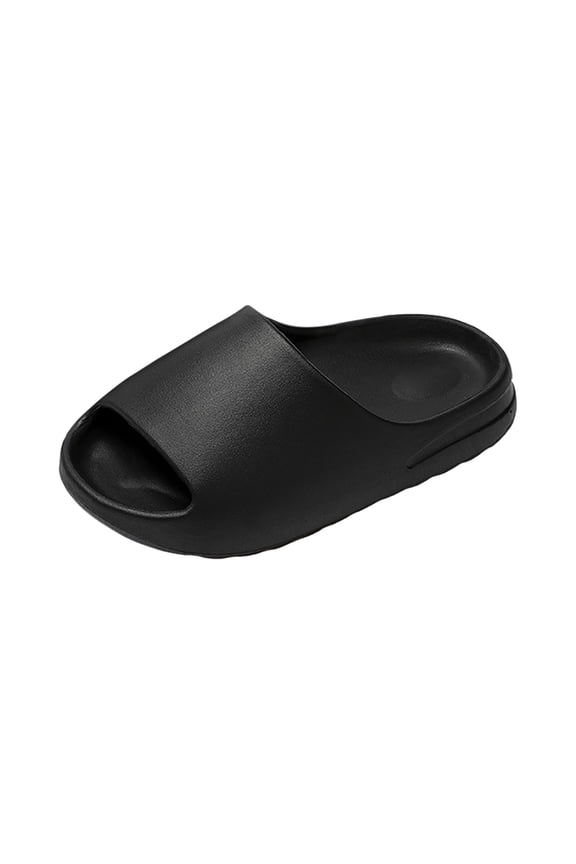 Kids Cloud Slides Boys Girls Pillow Slippers Slip-On Slide Sandals for Kids Summer Beach Pool Shoes Indoor and Outdoor Black,2(Little Kid/Big Kid)