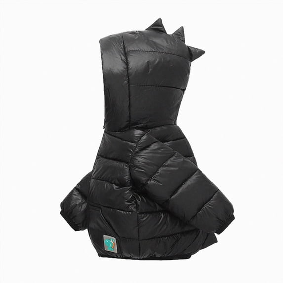 Xyant Kids Dinosaur Puffer Jacket Lightweight Warm Winter Coat for Little Boys & Girls Toddler Short Cotton-Padded Jacket (Black,18-24 Months)