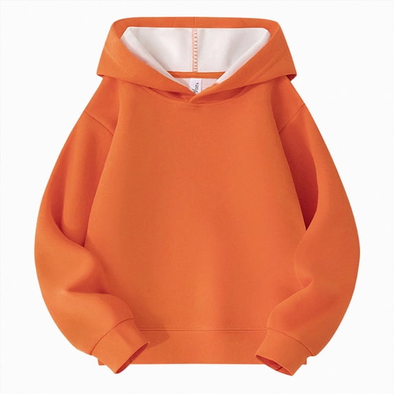 Xyant Kids Girls Boys Hoodies Cotton Long Sleeve Pullover Hooded Sweatshirts with Pocket (Orange,5-6 Years)