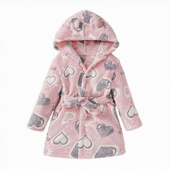 Xyant Kids Little Boys Girls Cartoon Hooded Bathrobe Toddler Robe Pajamas Sleepwear,Size 3-4 Years