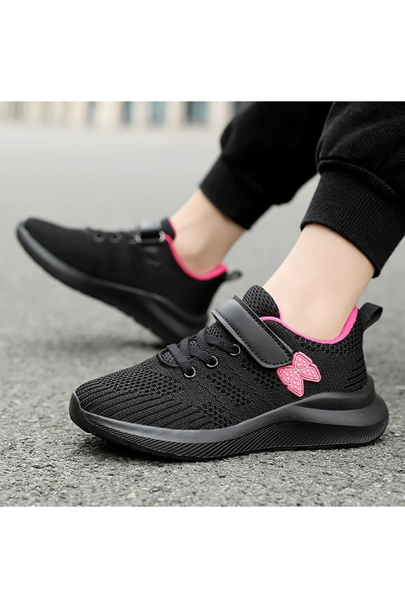 Kids Running Shoes Girls Lightweight Mesh Tennis Shoes Breathable Strap Athletic Sneakers for Girls Hot Pink,3.5 (Little Kid/Big Kid)