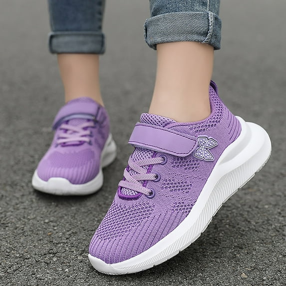 Xyant Kids Sneakers Girls Breathable Mesh Running Shoes Lightweight Elastic band Athletic Tennis Shoes for Girls Purple,13.5 (Little Kid/Big Kid)