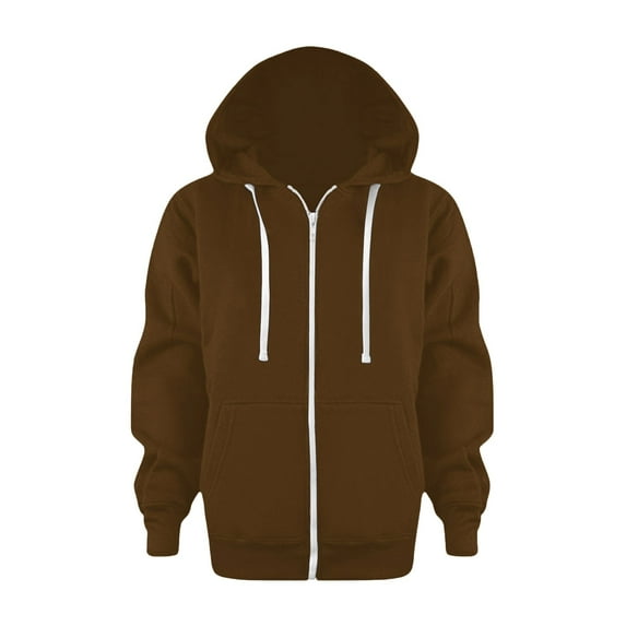 Xyant Kids Zip Up Hoodie Boys Girls Full Zipper Fleece Hooded Sweatshirt Lightweight Jacket Plain Pullover Sweater Brown,4-5 Years