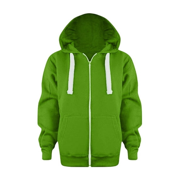 Xyant Kids Zip Up Hoodie Boys Girls Full Zipper Fleece Hooded Sweatshirt Lightweight Jacket Plain Pullover Sweater Green,7-8 Years