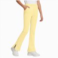 thumbnail image 1 of Xyant Legging for Girls High Waist Bell Bottoms for Kids Yoga Dance Flare Pants with Pockets (Yellow,15-16 Years), 1 of 4