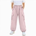 thumbnail image 1 of Xyant Lightweight Silky Jogger Pants for Girls Kids Warm Weather Cargo Loose High Waisted Pants (Light Pink,15-16 Years), 1 of 5